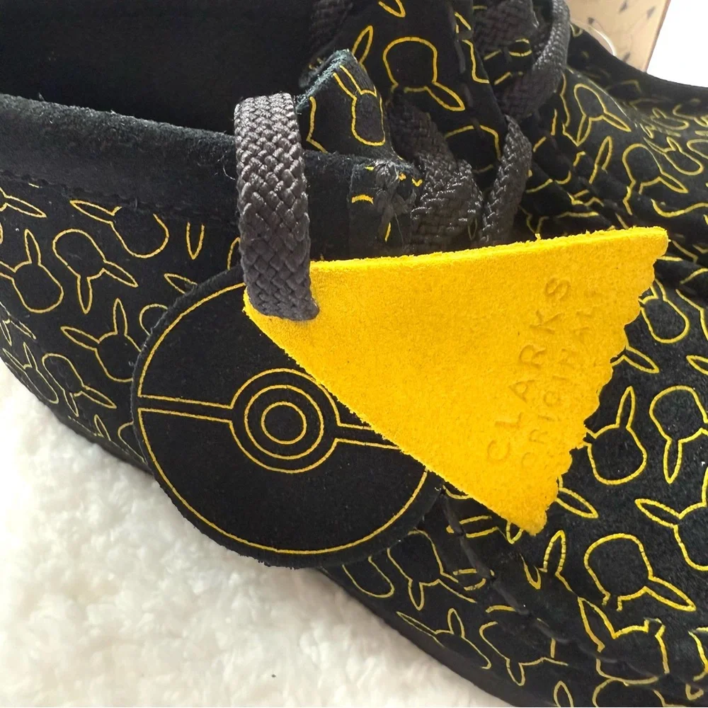 Clarks Kids Wallabee Go O Black Suede Pokemon Print Pikachu Shoes Boys Size 12W